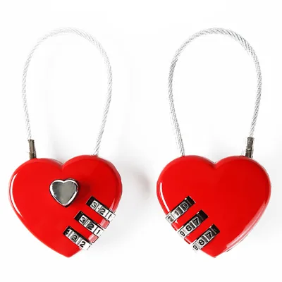 Cheap Promotion Combination Lock Heart Shaped Lock 3 Digit Travel Lock with Cable
