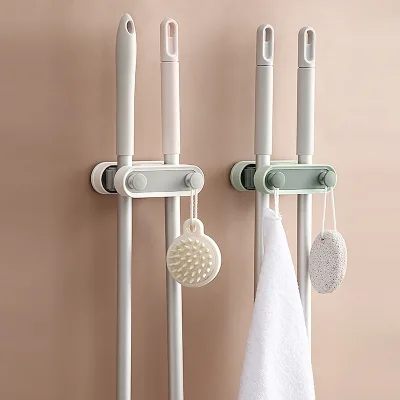 Broom Holder Wall Mount Self Adhesive Mop Clip Kitchen Storage Brush Broom Hanger