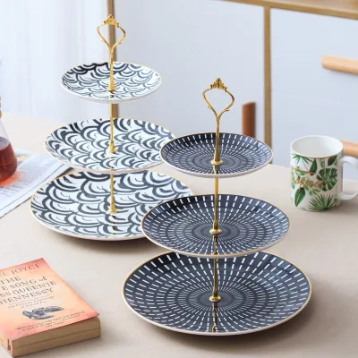 3 Tier Cake Stand Multicolor Ceramic Cupcake Stand
