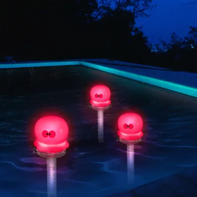 3 Inch Floating Octopus Pool Light Show Thermometer Easy Read Solar Power Outdoor Indoor Swimming Pools Spas Hot Tubs Fish Ponds