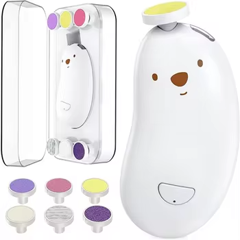 Baby Nail Trimmer 6 Grinding Heads Safe Gentle Painless Quiet Vibration Night Light Rechargeable Adjustable Speed Grooming Kit