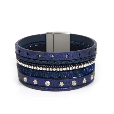 Bohemian Style Bracelets Women Smart Leather Bracelet With Stone