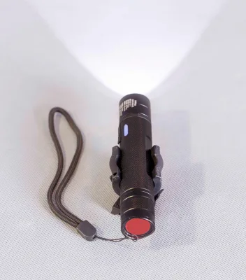 Firefighter Helmet Right Angle L Shaped Zoom Flashlight with Clip