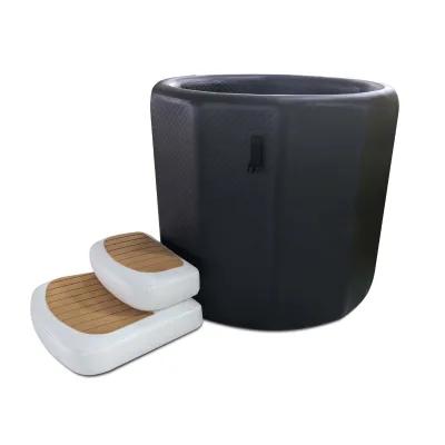 Custom Logo PVC Ice Bath Tub With Steps Inflatable Solid Ice Barrel for Adults