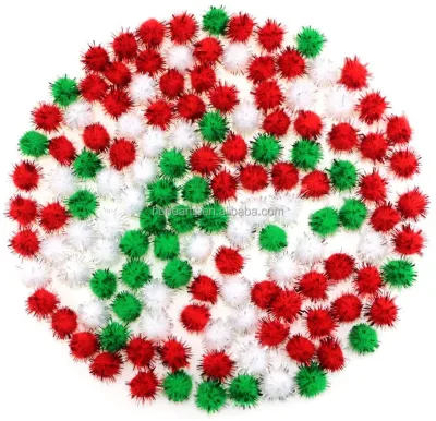 Glitter Pom Poms for Decorations Sequins Pompom Ball Fur Ball Plush Mixed Color Creative Kids Handmade Material