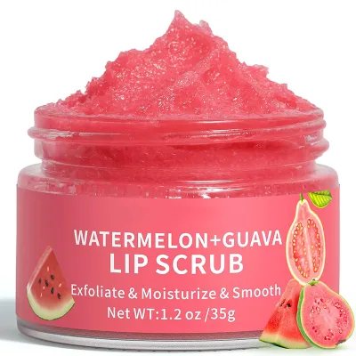 OEM Custom Private Label Natural Lip Care Exfoliating Smooth Lip Lines Watermelon Guava Lip Scrub