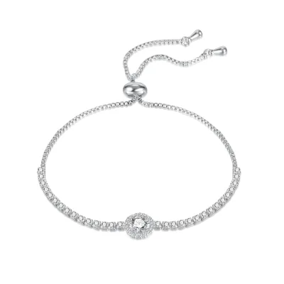 2023 New Wholesale Ins Fashion Jewelry Cubic Tennis Zircon Silver Plated Brass Copper Chain Bracelet for Women