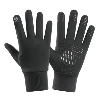 HWH-0081#Outdoor Sports Custom Touchscreen Anti Slip Silicone Gel Winter Thermal Warm Fleece Lining Running Cycling Gloves