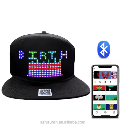 Zhizunlin RGB Programmable LED Hip Hop Smart Hat Wireless APP Full Color Display Christmas Thanksgiving Halloween Easter Parties