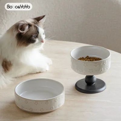 Luxury New Custom Raised Adjustable Eco-Friendly Modern Ceramic Cat & Dog Elevated Pet Feeder Bowl with Leak Proof Design