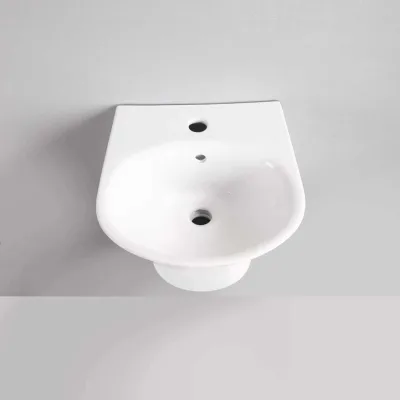 Mounted Wall Hung Lavatory Sink Wash Basin White Ceramic Integrated Wall-Mounted Hand Basin Washroom Hotel Household