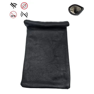 19*12 cm Real Leather Magnetic Singal RFID Blocking Faraday Pouch EMF Protection for Phone Car Key Fob
