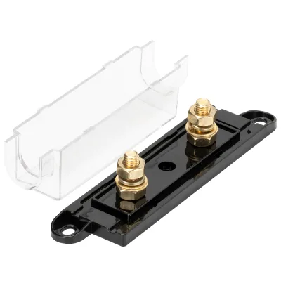 500A 32V Car Audio ANL Inline Fuse Holder M8 ANL Bolt-on Car Auto Blade Fuse Holder with Black Base and Transparent Cover