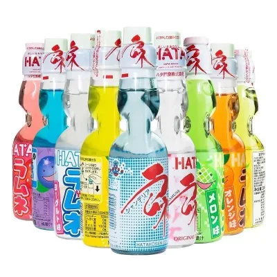 Korean Snacks Hot Selling Japanese 300ml HaTa Carbonated Beverage Exotic Fruity Soda Flavored Low-Fat Soft Drink in Glass Bottle