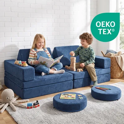 Wholesale 10pcs Foldable Modular Kids Play Couch Safety Foam Building Block Sofa for Small Spaces and Preschool