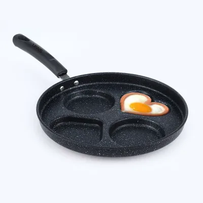 New Love Four Hole Egg Pan Non Stick Breakfast Egg Hamburger Fruit Tower Pan Kitchen Cooking Tools