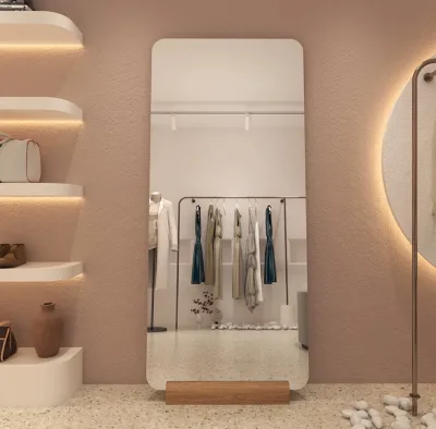 Modern Ins Style Full Body Mirror with Customizable Base Floor Fitting Rectangle Glass Wall Mirror