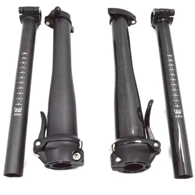 Full Carbon Fiber Folding Bicycle Adjustable Extension Stem Quick Release Head Tube for Handlebar 25.4mm Quick Release Tube