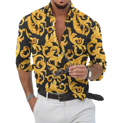 RNSHANGER Fashion Men Shirts Classic Tribal Totem Printed Casual Single Breasted Shirts Streetwear Party Cardigan Shirts