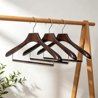 Wholesale Luxury Heave Duty Wide Shoulder Premium Wood Clothes Hanger for Hotel