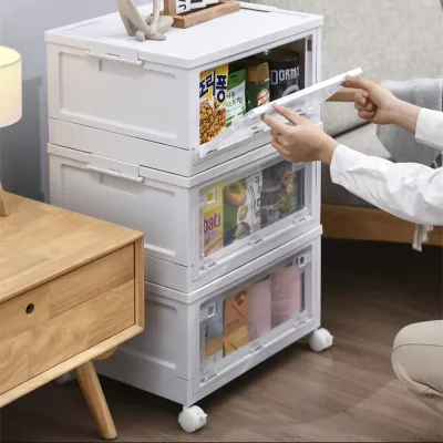 Modern Portable PP Plastic Storage Box, Transparent on the Side, Foldable and Foldable for Household Toys, Clothing, and Picnics