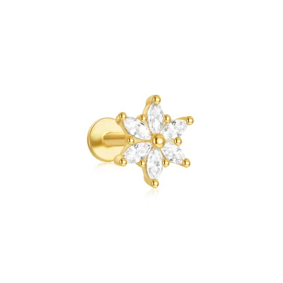 New Fashion S925 Sterling Silver 18K Gold Plated Single Crystal Earrings for Girls