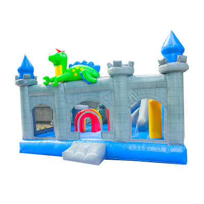 Blue theme bouncy castle Small bouncy castles with dinosaurs and sharks are cute and fun Trampoline with customized slide
