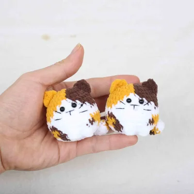 Cozy Cat Crochet Keychain Handmade Plush Charm with Bell for Bag Key Decor Sweet Donut Knitted Keychain