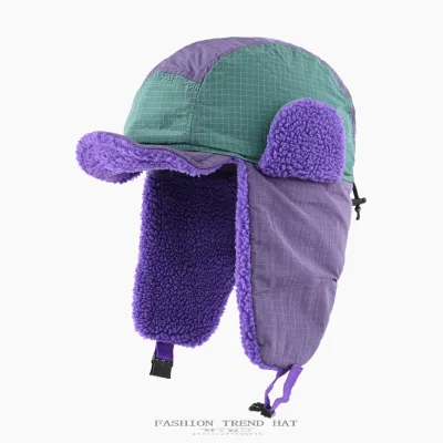 Two Tone Color pilot Hat Unisex Autumn Winter Outdoor Warm Windproof Tropper Hat