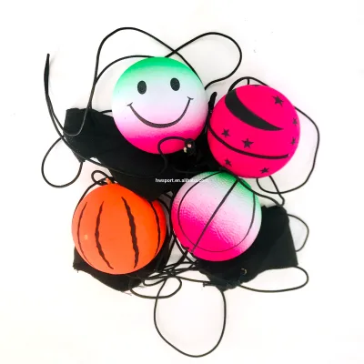 Customized Colorful Wrist Return Ball Promotional Bounce Ball with Stretchable String Wrist Band Ball Toys for Kids