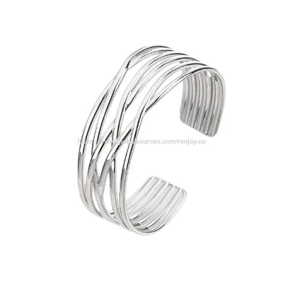 Unisex minimalist retro stainless steel cuff opening bracelet