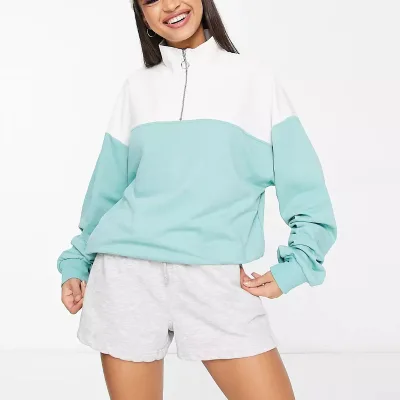 OEM Streetwear Oversized Pullover High Neck Fleece Fashion Casual Color Block Sweatshirt Hoodies for High Quality