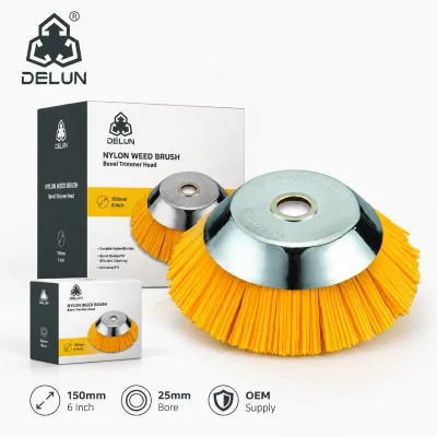 150mm Nylon Brush Head Compatible with Most Grass Trimmers for Driveway Weed Removal Patio Joint Cleaning & Garden Edging
