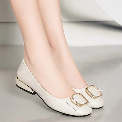High Quality Elegant Low Heeled Shoes for Women, Comfortable Flat Shoes for Women, and Flat Leather Shoes for Women