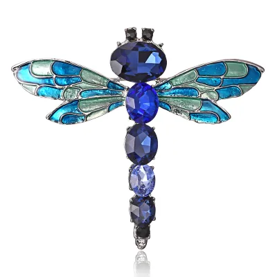 Cross-border sales creative personality small animal brooch fashion full of diamond dragonfly alloy corsage accessories gift