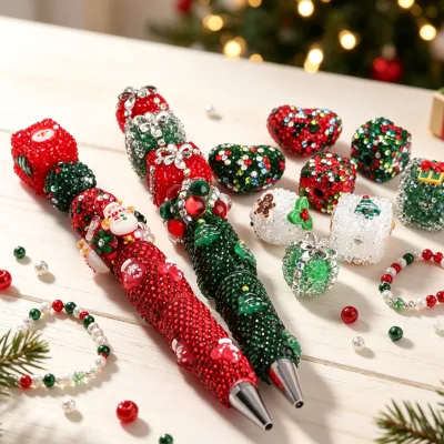New Christmas Series Novelty DIY for Pen Santa Claus Christmas Tree Holiday Gift Ballpoint Pen Handmade Accessory