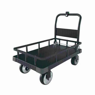 Electric Flatbed Trolley Four-Wheel Steel Storage Transportation Elevator Moving Trailer Folding Platform Pulling Trolley