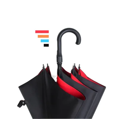 Lingshicha Double-Layer Heavy Duty Straight Schirma Semi-Automatic Advertising Personalized Wind-Resistant 130cm 8-Rib Umbrella