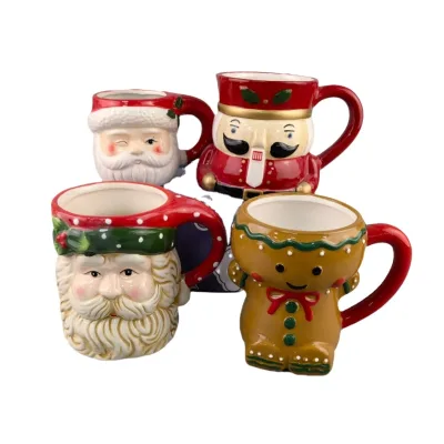 Modern Design Ceramic Christmas Gingerbread Man Tree Cookie Cup and Water Mugs for Party