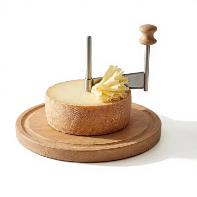 Cheese Curler, Cheese Curler Wheel and Chocolate, Sharp Blade, Wood Base, Suitable for Restaurants, Cafes, and Dessert Shops