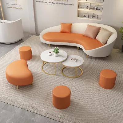 Nordic Modern Curved Ins Light Luxury Reception Sofa Set for Beauty Salon Nail Salon Clothing Store