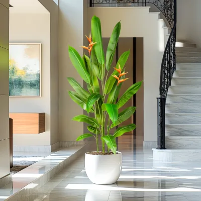 Artificial bird of paradise real touch palm leaves trees plant silk flowers for indoor outdoor home garden decor hotel decor