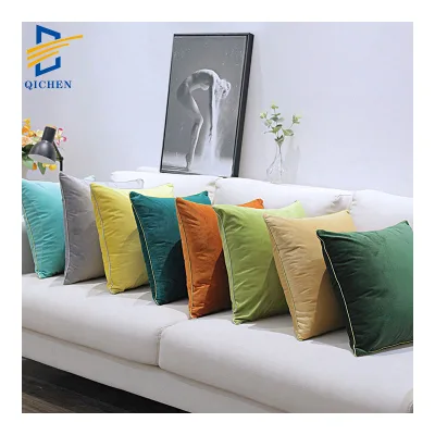Innermor Solid Dutch Holland Velvet Super Soft Colorful Piping Modern Living Rooms Piped 18x18 Pillow case Cushion Cover