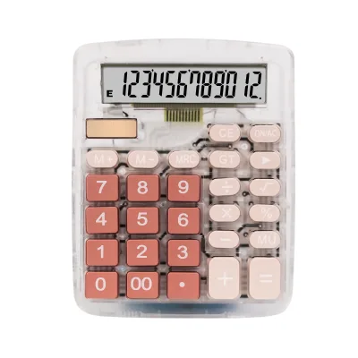 New Design Transparent Office School Supplies 12 Digits Electronic Calculator Solar Calculator Dual Power Supply Calculator