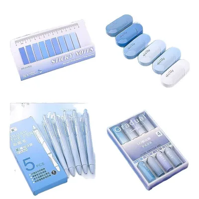 High-Appearance Large Capacity Blue Leather Pencil Case Boys & Girls School Supplies Gift Package for Primary & Junior