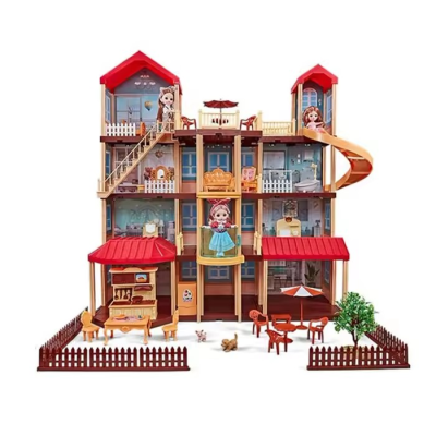 KSF Kids 3D DIY Miniature Doll House Furniture Hand Craft Puzzle Assemble Doll House Model House With Led Light for Shantou Toys