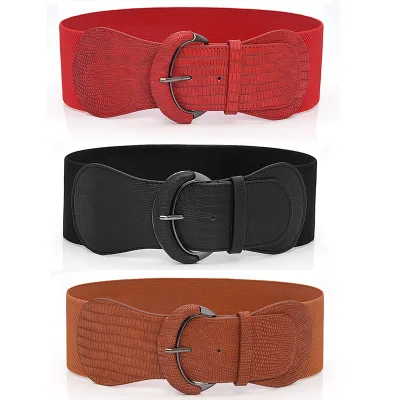 Women Corset Wide Pu Leather Belt Cummerbunds Strap Belts Tight High Waist Slimming Body Shaping Girdle Belt