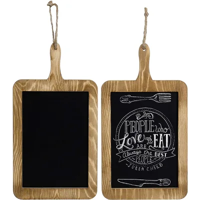 2-Piece Wooden Message Board Set Rustic Chalkboard & Corkboard for Home Office Decor, Factory Direct