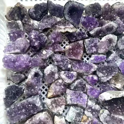 Natural Bulk Uruguay Random Size Amethyst Geode with Druzy Cluster Healing Purple Stone Gifts for Home Fengshui Decorations