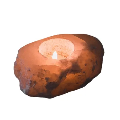 Good Quality Handmade Orange Himalayan Salt & Rose Quartz Stone Customized Sizes Ornamental Candle Stand for Home Wedding Decor